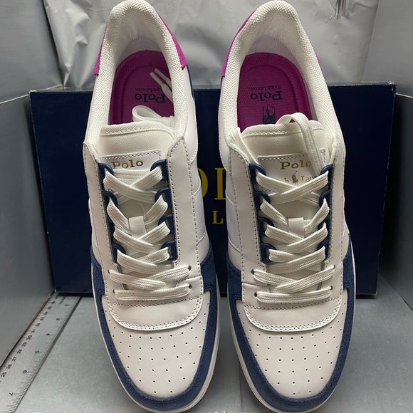 BNWT Polo Ralph Lauren Polo Court Low-Top Sneaker Blue/Pink size 10.5 - Picture 3 of 13